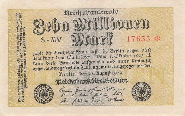10 Millionen Mark 1923